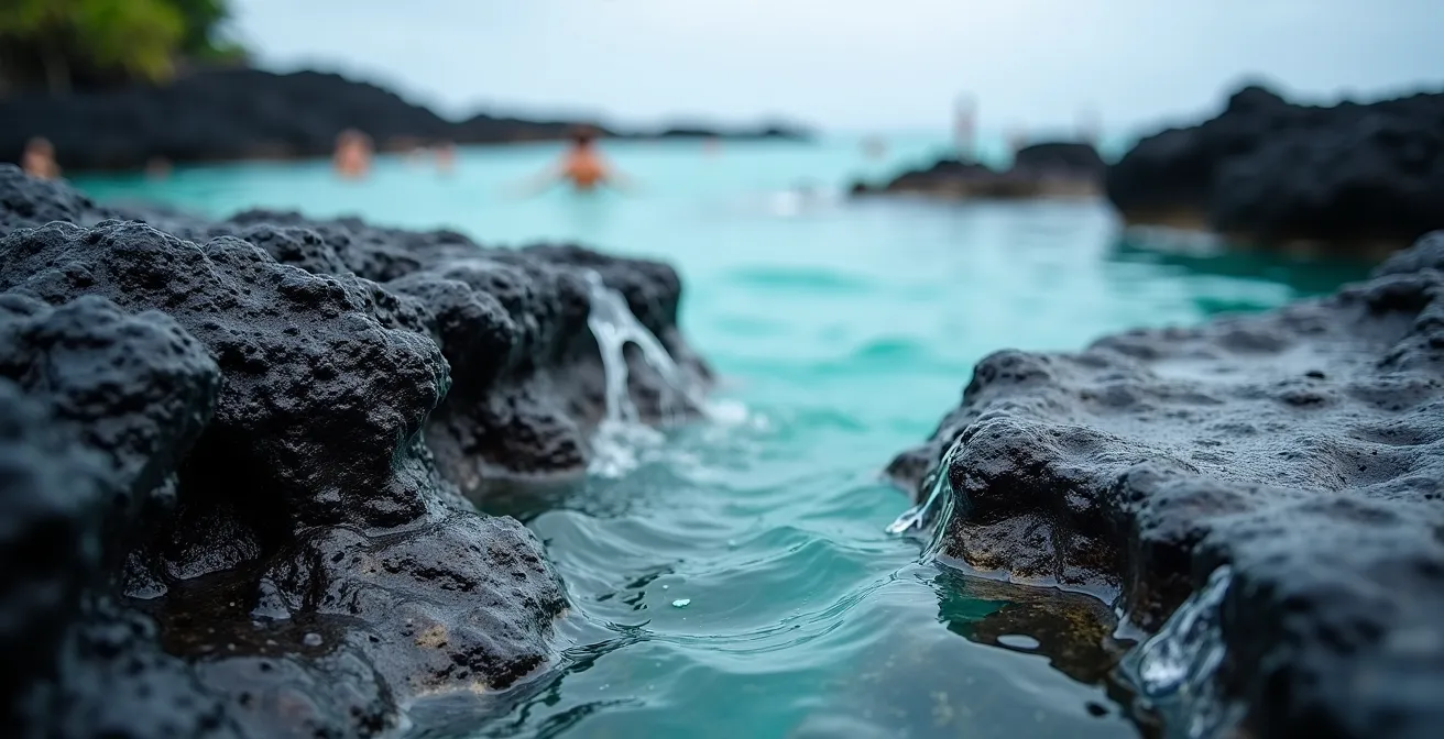 Bassin naturel de Grande Anse avec ses formations rocheuses volcaniques et eau turquoise