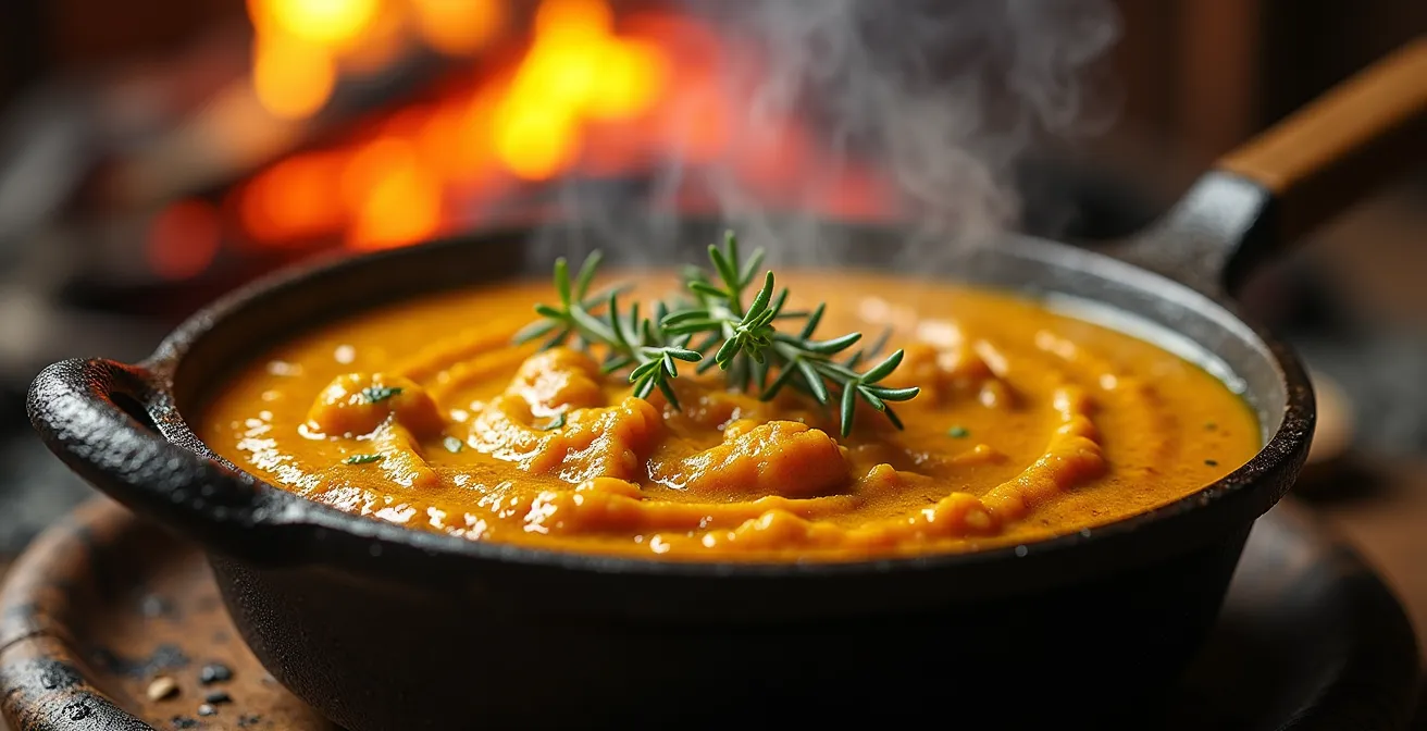 Préparation d'un cari traditionnel au feu de bois dans un gîte de Mafate