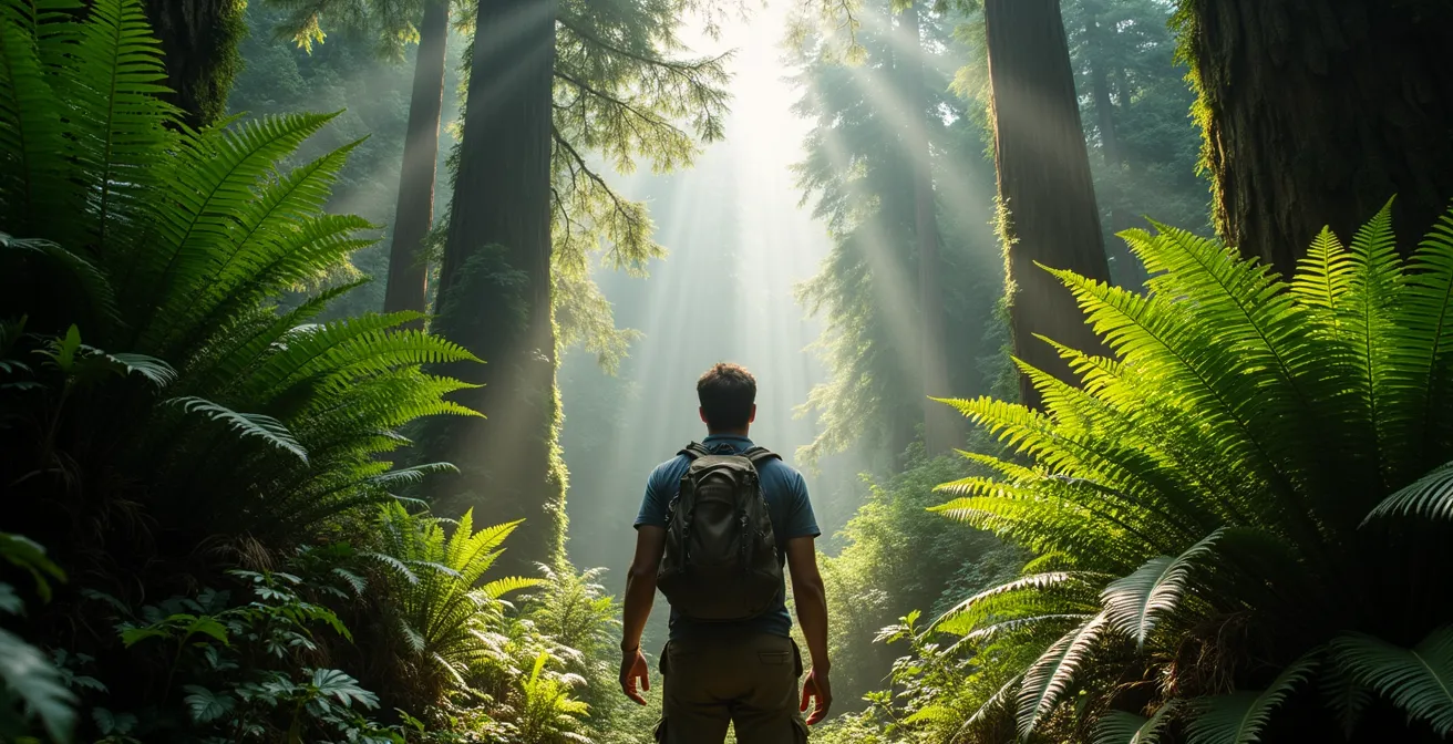 Forêt primaire de Mare Longue avec ses fougères arborescentes et sa végétation endémique intacte